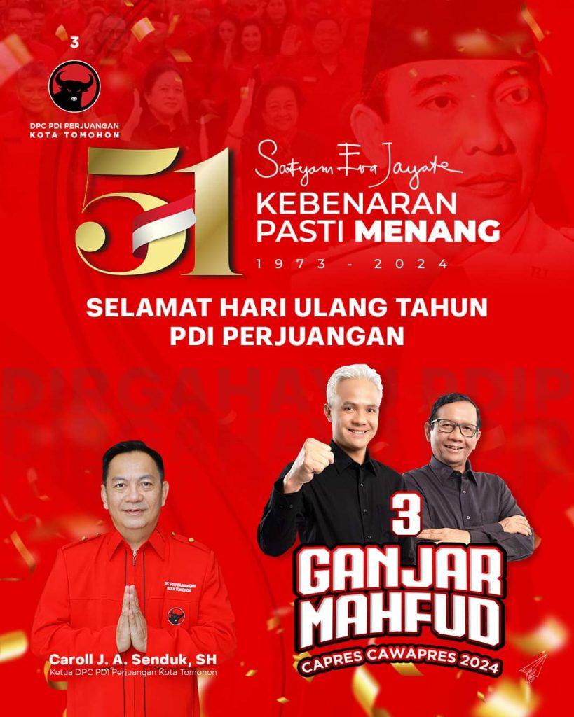 Ikuti Prosesi Peringatan HUT ke-51 Secara Daring, Caroll Senduk: Selamat Ulang Tahun PDI Perjuangan