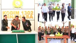 TNI-POLRI Solid, Kapolres Tomohon Beri Kejutan HUT ke-81 TNI di Rindam XIII/Merdeka dan Kodim 1302/Minahasa