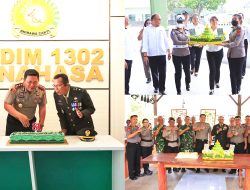 TNI-POLRI Solid, Kapolres Tomohon Beri Kejutan HUT ke-81 TNI di Rindam XIII/Merdeka dan Kodim 1302/Minahasa