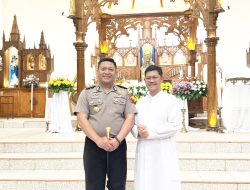 Kapolres Tomohon Kawal Kerukunan, Hadiri Misa Syukur HUT ke-62 Pastor Revi Tanod